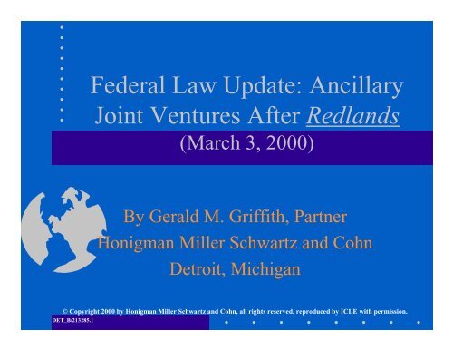 Federal Law Update: Ancillary Joint Ventures After ... - Honigman