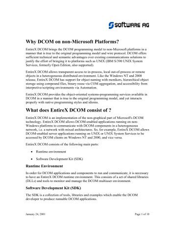 Why DCOM on non-Microsoft Platforms? What does EntireX DCOM ...