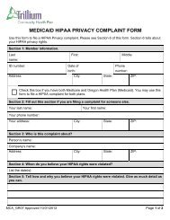 HIPAA Privacy Complaint Form - Trillium Community Health Plans in ...