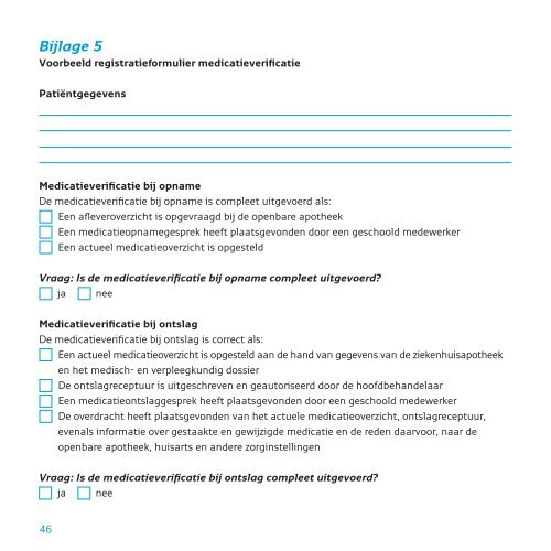 Medicatieverificatie bij opname en ontslag - VMS