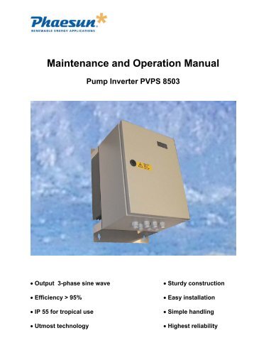 Maintenance and Operation Manual Pump Inverter PVPS 8503