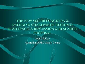 the new security agenda & emerging concepts of regional resilience