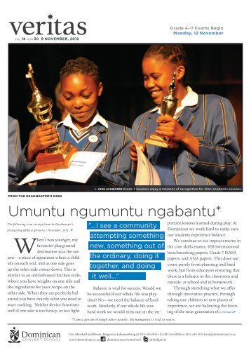 Umuntu ngumuntu ngabantu* - Dominican Convent School