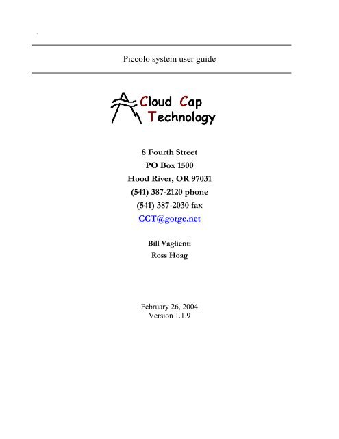 Piccolo system user guide - Unmanned Aircraft & Drones