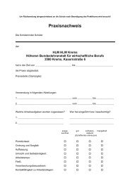 Praxisnachweis - HLM HLW Krems