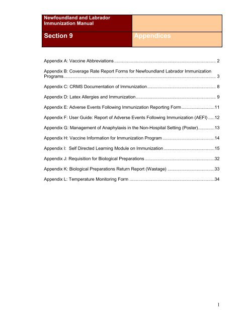 Section 9 Appendices - Government of Newfoundland and Labrador