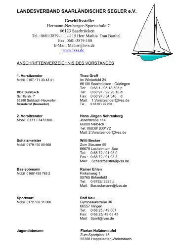 LANDESVERBAND SAARLÄNDISCHER SEGLER eV Geschäftsstelle