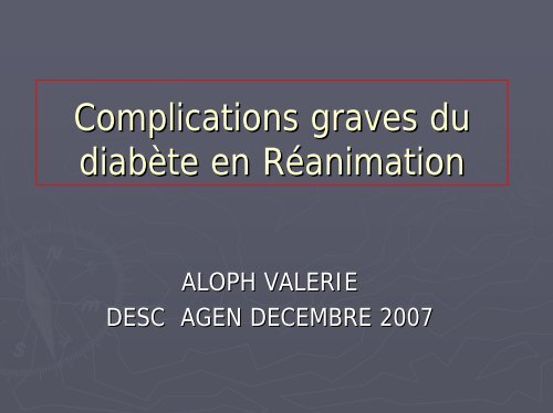 Complications graves du diabète en réanimation