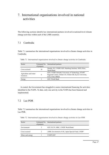 Adaptation to climate change in the countries of - Mekong River ...