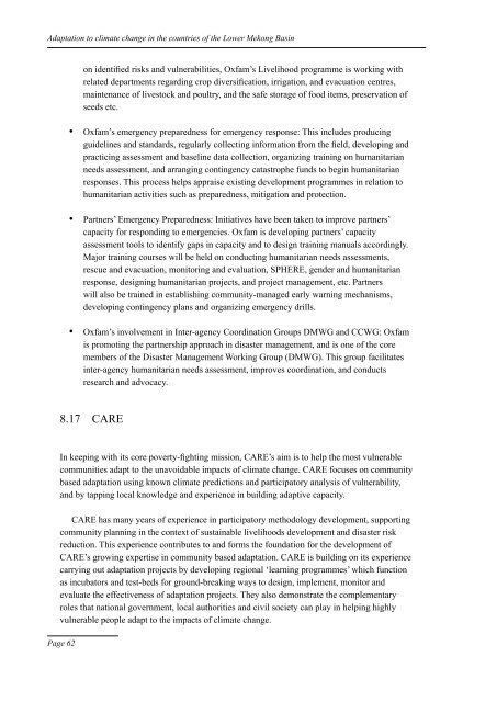 Adaptation to climate change in the countries of - Mekong River ...