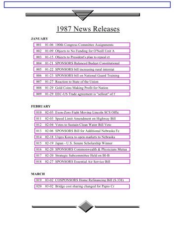 1987 News Releases - The Exon Library