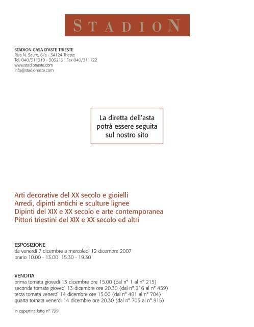 Arti decorative del XX secolo e gioielli Arredi, dipinti antichi e ...