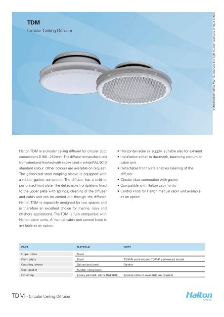 Circular Ceiling Diffuser Halton