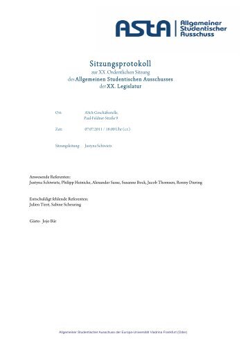 Sitzungsprotokoll - AStA der Europa-UniversitÃ¤t Viadrina