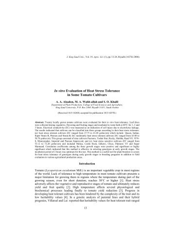 In vitro Evaluation of Heat Stress Tolerance in Some ... - Neiker