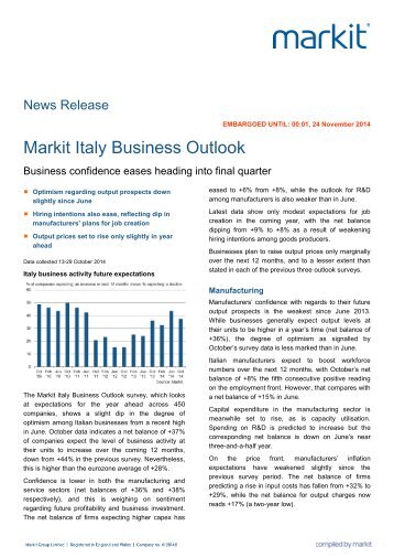 Markit Italy Business Outlook