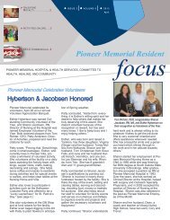 Focus Newsletter - Pioneer Memorial