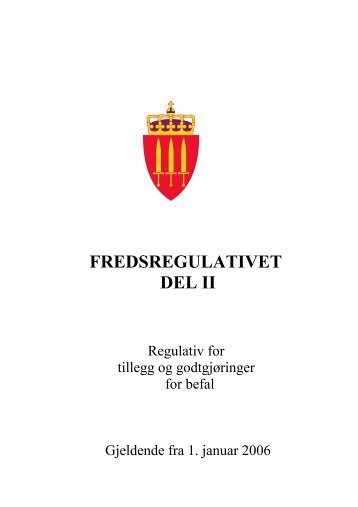 FREDSREGULATIVET DEL II - Befalets Fellesorganisasjon