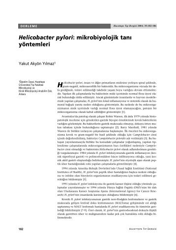 helicobacter pylori: mikrobiyolojik tanÄ± yÃ¶ntemleri - Hacettepe ...