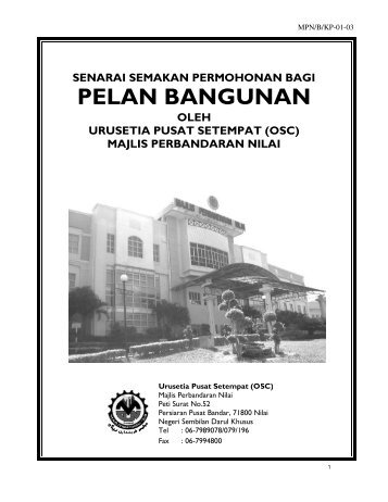 Senarai Semak Permohonan Bagi Pelan Bangunan - Negeri Sembilan