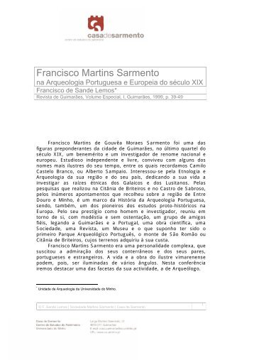 Francisco Martins Sarmento - Casa de Sarmento - Universidade do ...