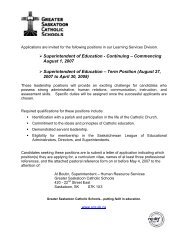 Superintendent of Education - Greater Saskatoon Catholic Schools