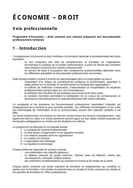 A Conomie A Droit Economie Et Gestion Au Lyca C E Professionnel