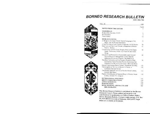 Volume 30 1999 Borneo Research Council