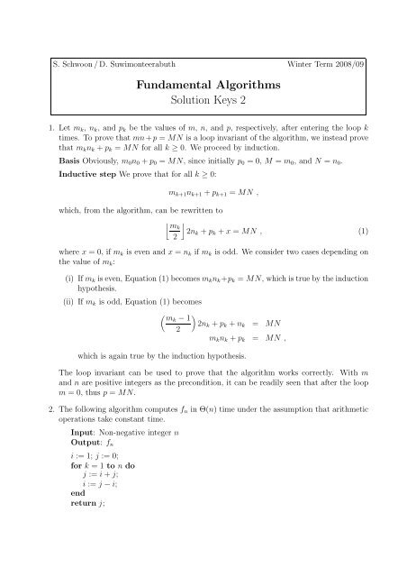 Fundamental Algorithms Solution Keys 2 - Model.in.tum.de