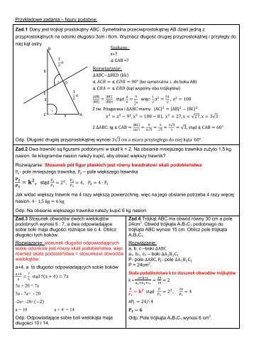 PrzykÅadowe zadania â figury podobne: Zad.1 ... - Zsg.wroclaw.pl