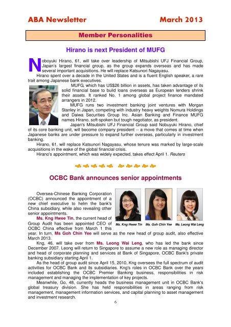 ABA Newsletter March 2013 - Asian Bankers Association