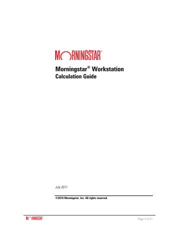 Workstation Calculation Guide - Morningstar