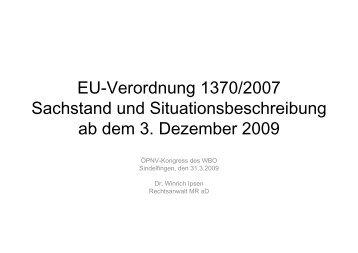 Eu-Verordnung 1370/2007 Sachstand und Situationsbeschreibung ab ...