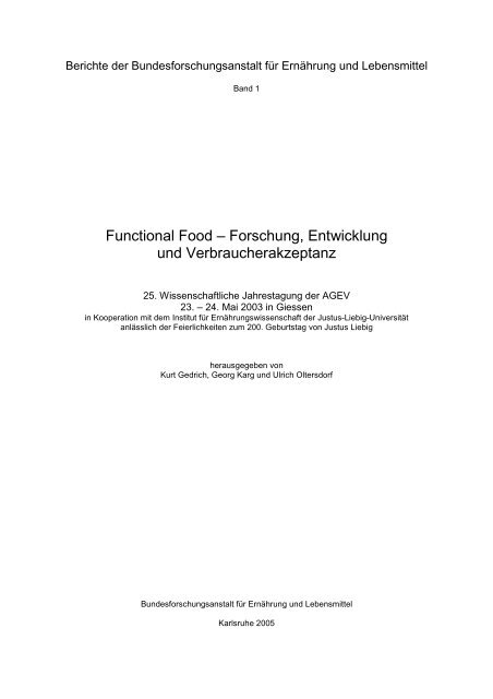 Functional Food Forschung Entwicklung Und Verbraucherakzeptanz
