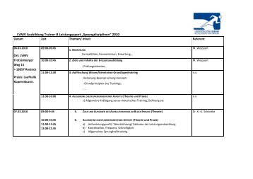LVMV Ausbildung Trainer-B Leistungssport „Sprungdisziplinen“ 2010