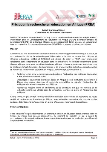 Chercheur en Ã©ducation chevronnÃ© - ADEA