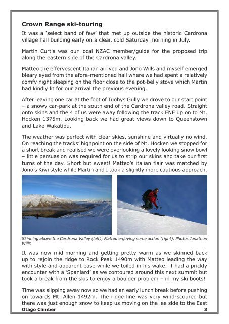 Otago Climber September 2011 - New Zealand Alpine Club