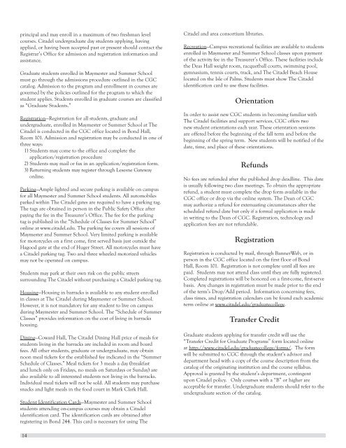 2010-2011 Catalog: PDF Format - The Citadel