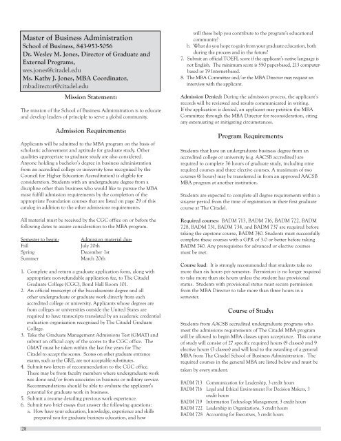 2010-2011 Catalog: PDF Format - The Citadel