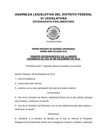 asamblea legislativa del distrito federal vi legislatura - Gobierno del ...