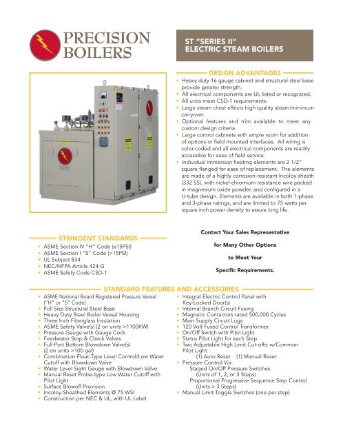 ST Series II Electric Steam Boiler - Precision Boilers