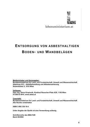 entsorgung von asbesthaltigen boden- und wandbelÃ¤gen - Wien