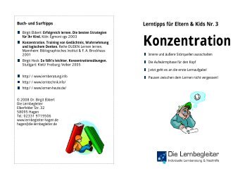 Lerntipps fÃ¼r Eltern & Kids Nr. 3 Konzentration - Die Lernbegleiter