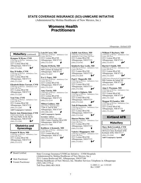 PROVIDER DIRECTORY - UNM Hospitals