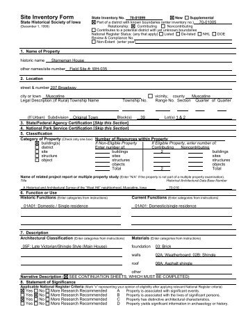 Iowa Site Inventory Form - Musser Public Library