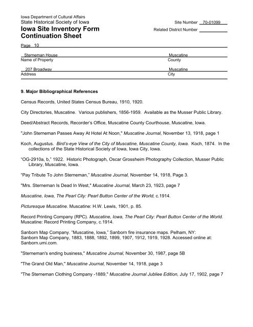 Iowa Site Inventory Form - Musser Public Library