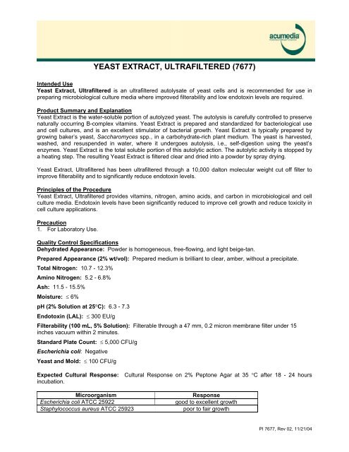 Yeast Extract, Ultrafiltered (7677) - mibius
