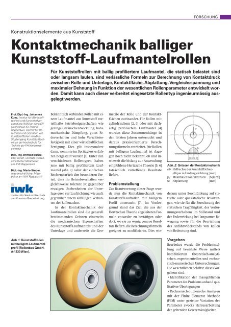 0706 Kontakt ballige Laufrollen - IWK - HSR Hochschule fÃ¼r Technik ...