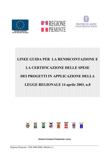 linee guida per la rendicontazione e la certificazione delle spese