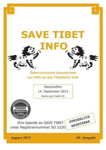 Save Tibet Info August 2013